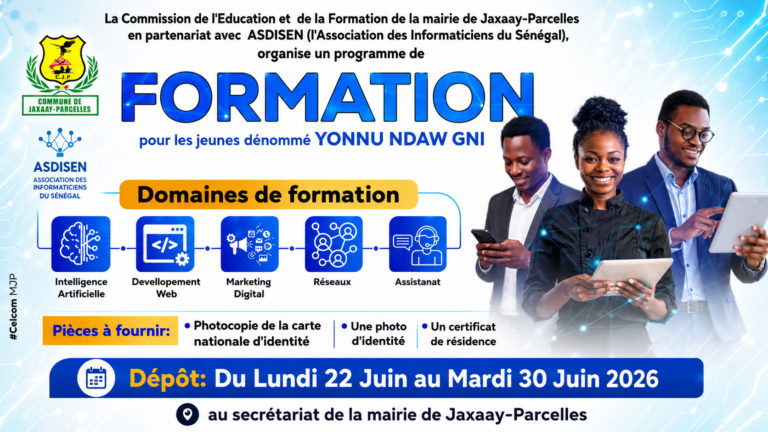 Jaxaay-Parcelles : lancement du programme de formation « YONNU NDAW GNI » pour les jeunes