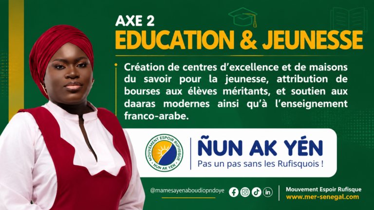Rufisque-Nord – Axe 2 : Mame Seynabou Diop mise sur l&rsquo;éducation et la jeunesse pour bâtir l&rsquo;avenir